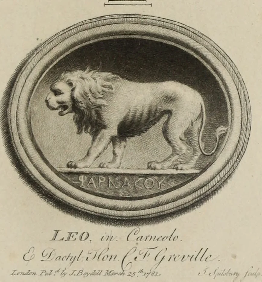 An illustration from A collection of fifty prints from antique gems in the collections of the Right Honourable Earl Percy, the Honourable C.F. Greville, and T.M. Slade, esquire, 1785, leaf 30