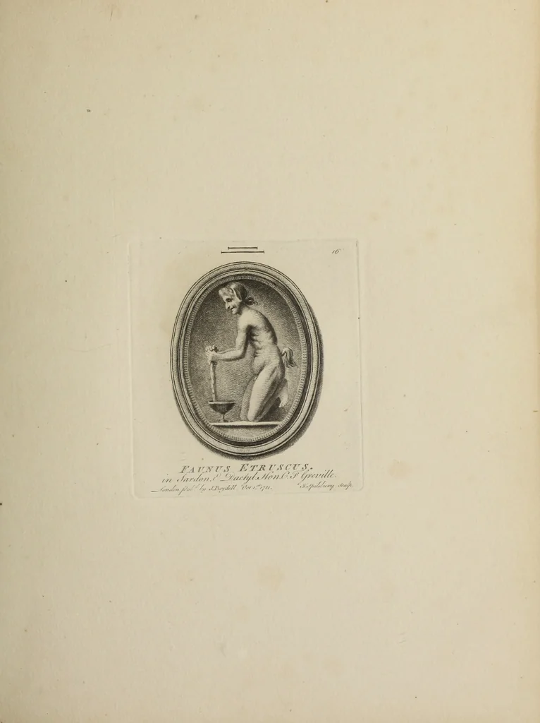 An illustration from A collection of fifty prints from antique gems in the collections of the Right Honourable Earl Percy, the Honourable C.F. Greville, and T.M. Slade, esquire, 1785, leaf 40