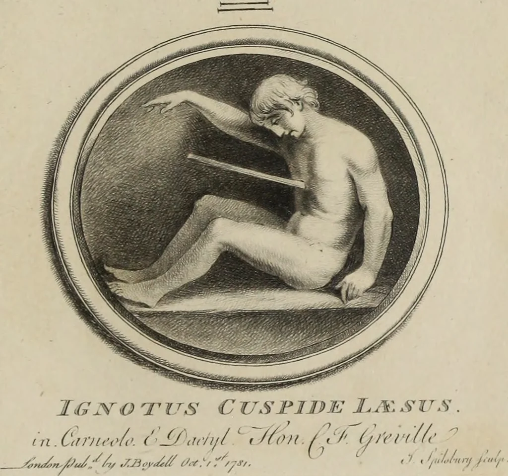 An illustration from A collection of fifty prints from antique gems in the collections of the Right Honourable Earl Percy, the Honourable C.F. Greville, and T.M. Slade, esquire, 1785, leaf 52