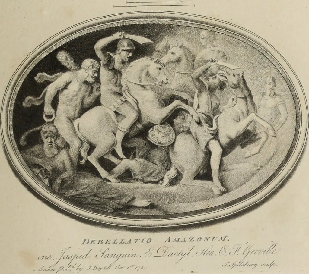 An illustration from A collection of fifty prints from antique gems in the collections of the Right Honourable Earl Percy, the Honourable C.F. Greville, and T.M. Slade, esquire, 1785, leaf 56