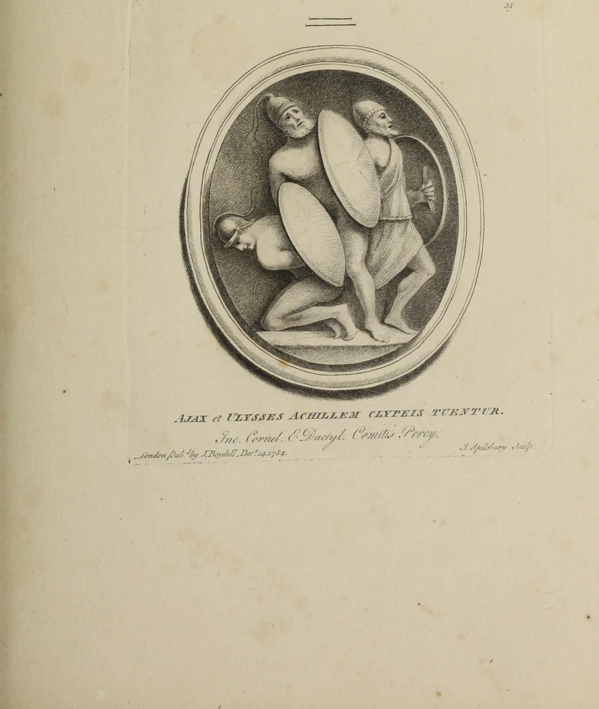 An illustration from A collection of fifty prints from antique gems in the collections of the Right Honourable Earl Percy, the Honourable C.F. Greville, and T.M. Slade, esquire, 1785, leaf 84