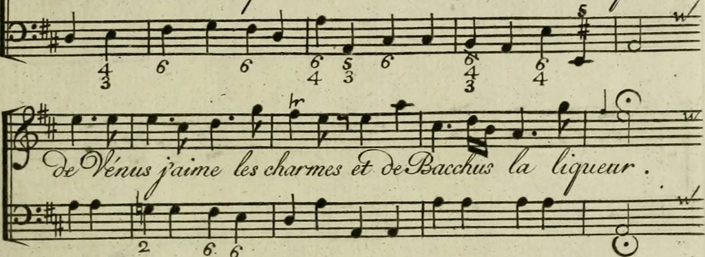 An illustration from [Collection of French songs, 1700, leaf 46