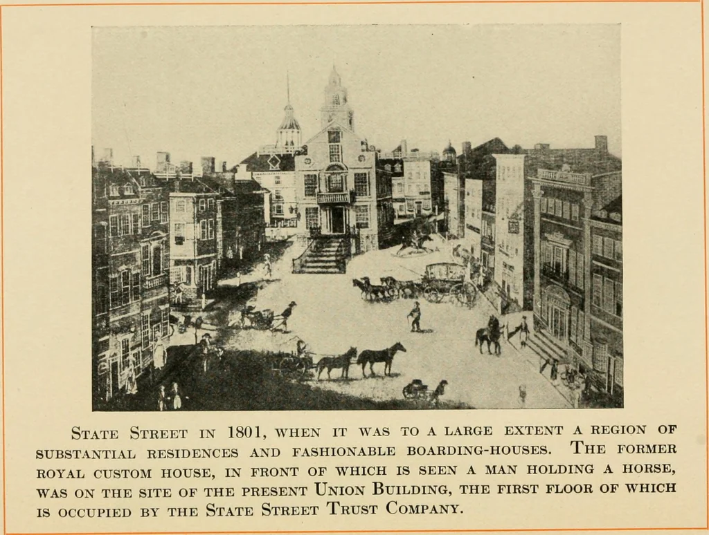 An illustration from A collection of interesting and historic prints : being a brief presentation of some of the originals and reproductions in the possession of the State Street Trust Company, 1909, leaf 16