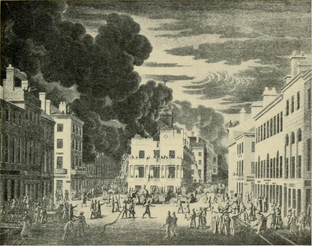 An illustration from A collection of interesting and historic prints : being a brief presentation of some of the originals and reproductions in the possession of the State Street Trust Company, 1909, leaf 18