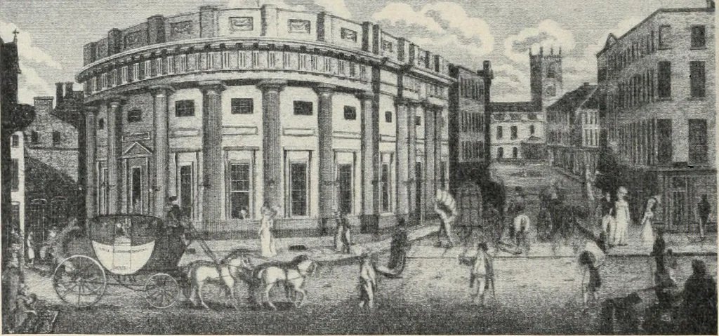 An illustration from A collection of interesting and historic prints : being a brief presentation of some of the originals and reproductions in the possession of the State Street Trust Company, 1909, leaf 21