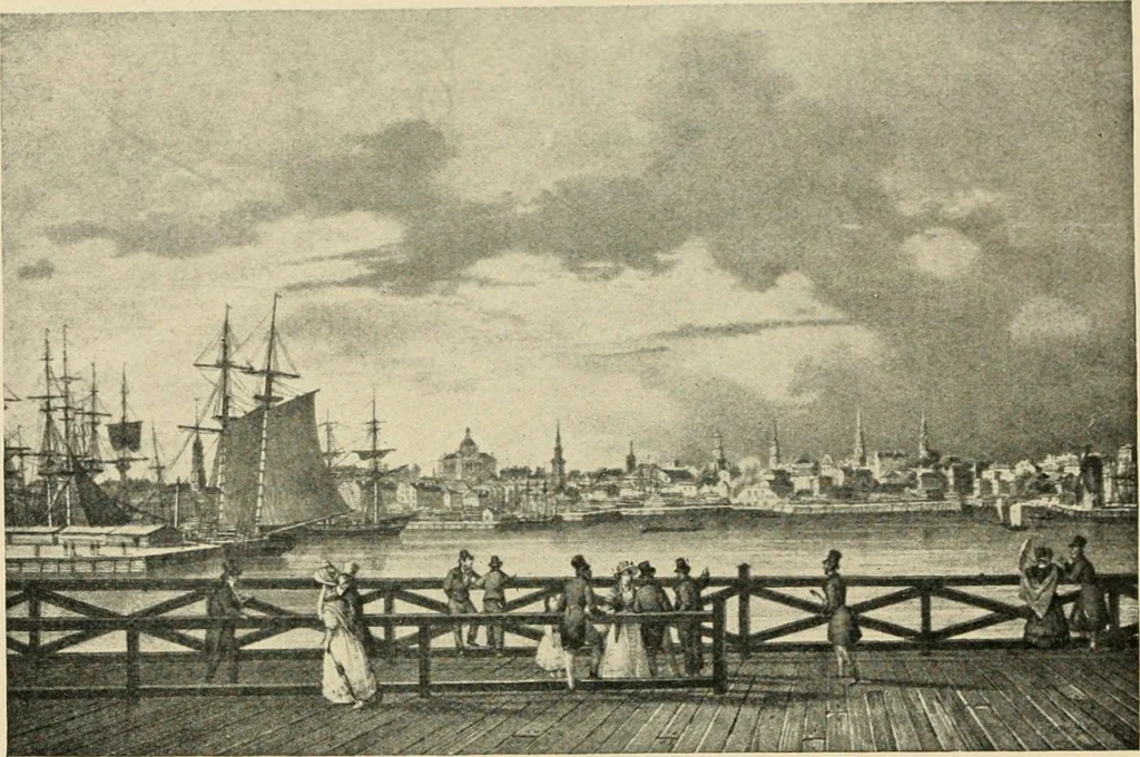 An illustration from A collection of interesting and historic prints : being a brief presentation of some of the originals and reproductions in the possession of the State Street Trust Company, 1909, leaf 28