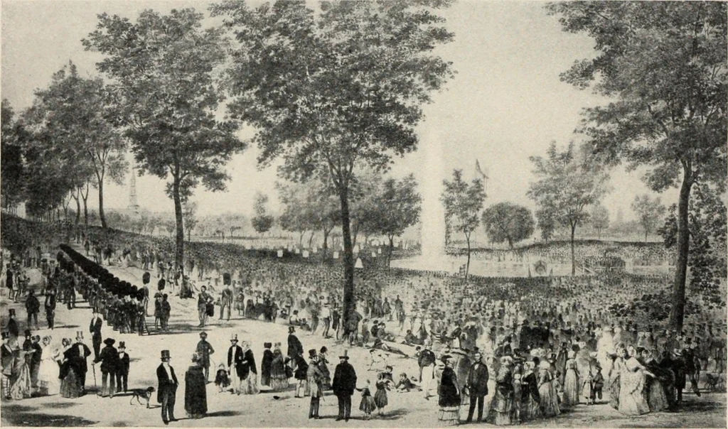 An illustration from A collection of interesting and historic prints : being a brief presentation of some of the originals and reproductions in the possession of the State Street Trust Company, 1909, leaf 9