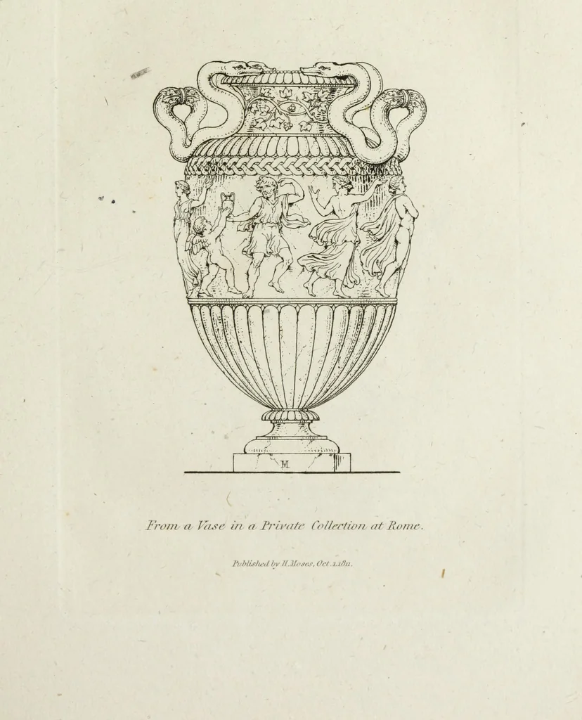 An illustration from A collection of vases, altars, paterae, tripods, candelabra sarcophagi, &c. from various museums and collections : engraved on 170 plates, 1814, leaf 108