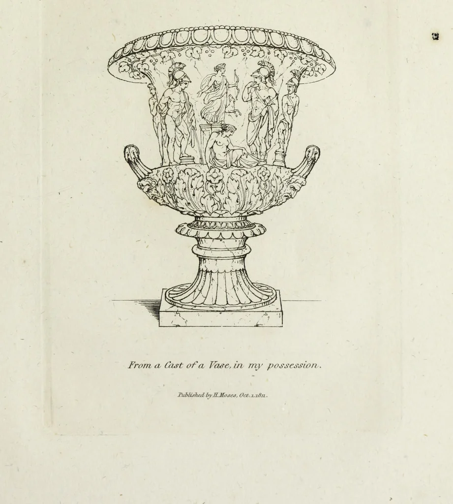 An illustration from A collection of vases, altars, paterae, tripods, candelabra sarcophagi, &c. from various museums and collections : engraved on 170 plates, 1814, leaf 110