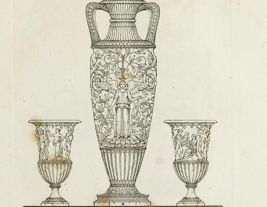 An illustration from A collection of vases, altars, paterae, tripods, candelabra sarcophagi, &c. from various museums and collections : engraved on 170 plates, 1814, leaf 128
