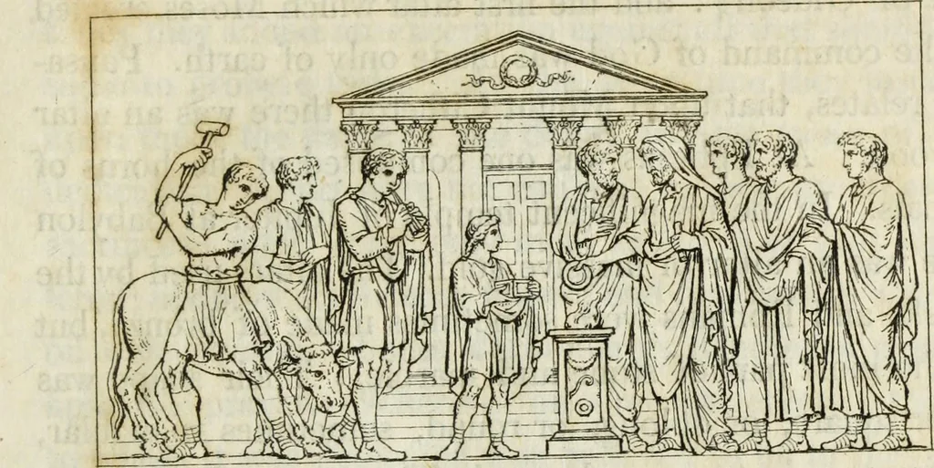 An illustration from A collection of vases, altars, paterae, tripods, candelabra sarcophagi, &c. from various museums and collections : engraved on 170 plates, 1814, leaf 132