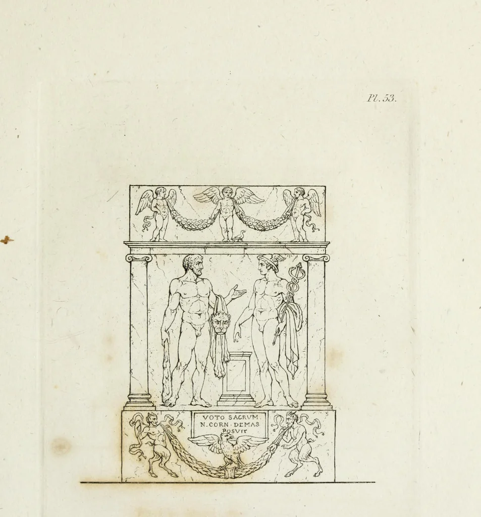 An illustration from A collection of vases, altars, paterae, tripods, candelabra sarcophagi, &c. from various museums and collections : engraved on 170 plates, 1814, leaf 140