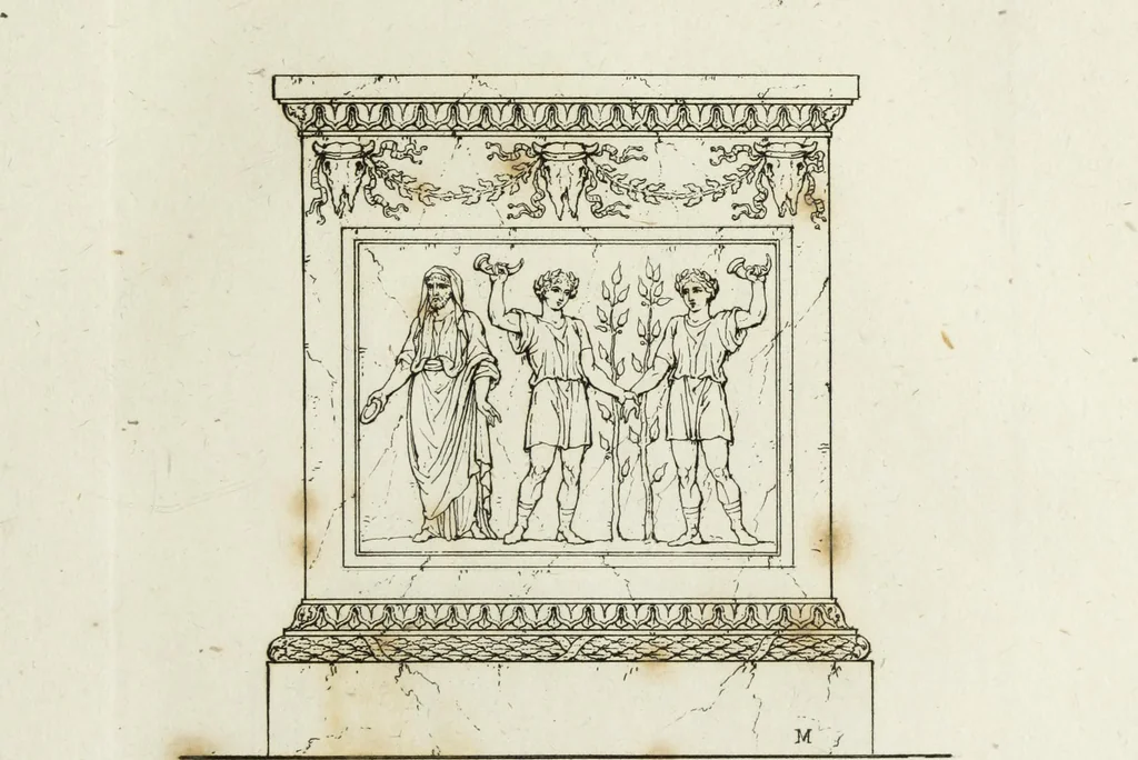 An illustration from A collection of vases, altars, paterae, tripods, candelabra sarcophagi, &c. from various museums and collections : engraved on 170 plates, 1814, leaf 142