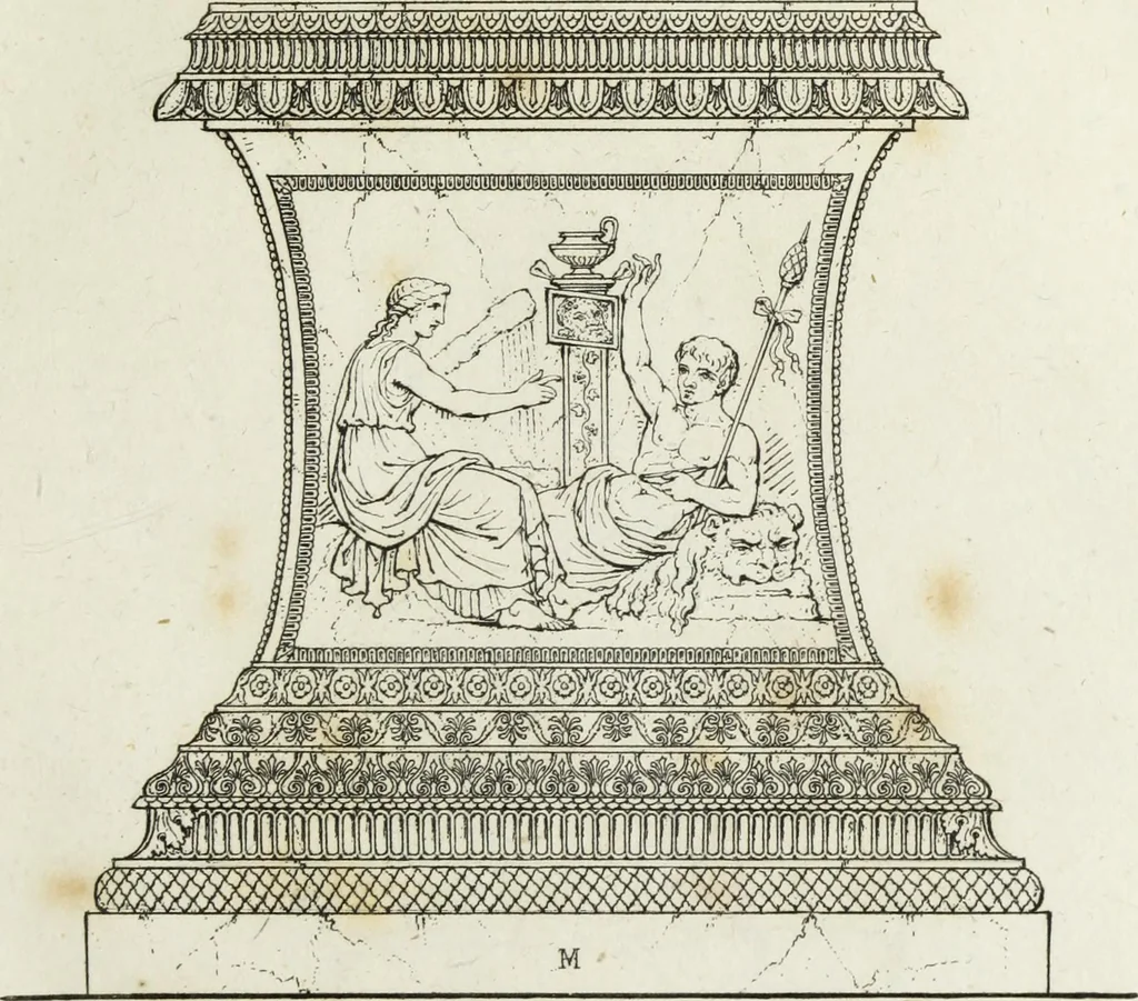 An illustration from A collection of vases, altars, paterae, tripods, candelabra sarcophagi, &c. from various museums and collections : engraved on 170 plates, 1814, leaf 144