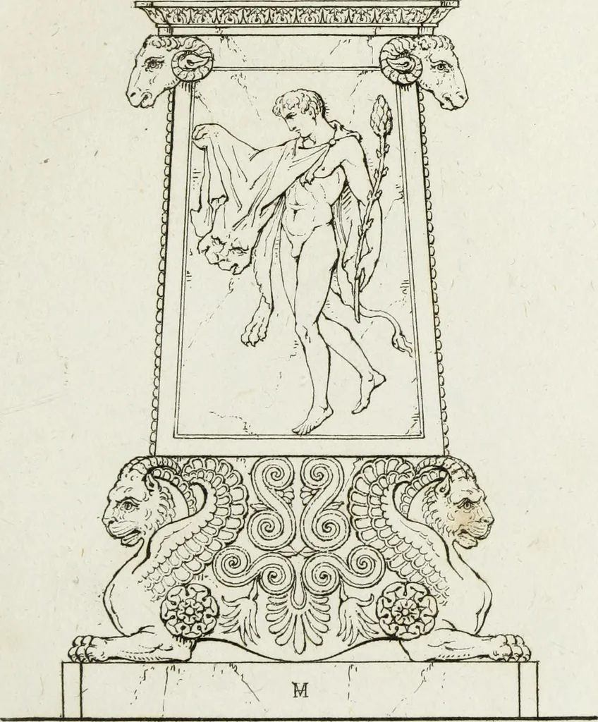 An illustration from A collection of vases, altars, paterae, tripods, candelabra sarcophagi, &c. from various museums and collections : engraved on 170 plates, 1814, leaf 148
