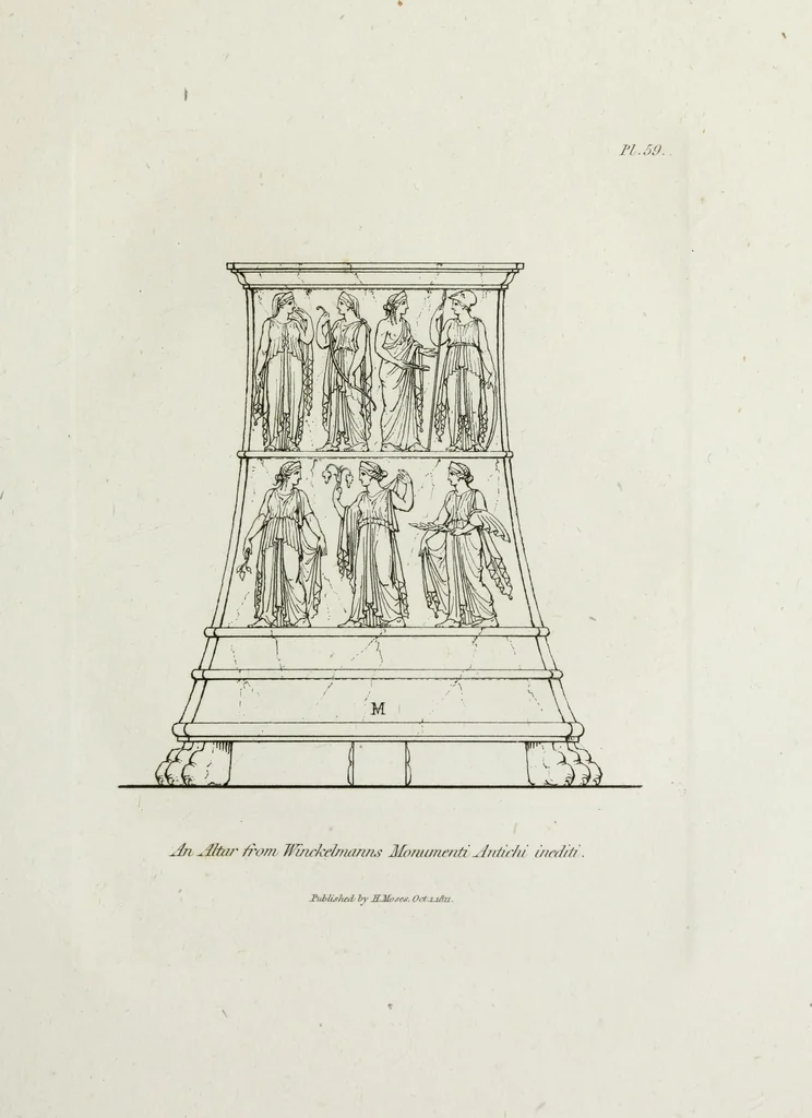 An illustration from A collection of vases, altars, paterae, tripods, candelabra sarcophagi, &c. from various museums and collections : engraved on 170 plates, 1814, leaf 152
