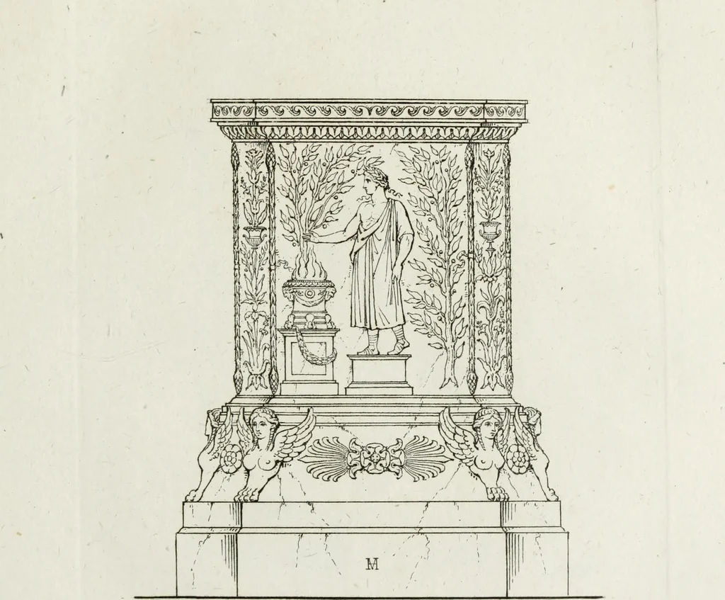 An illustration from A collection of vases, altars, paterae, tripods, candelabra sarcophagi, &c. from various museums and collections : engraved on 170 plates, 1814, leaf 158
