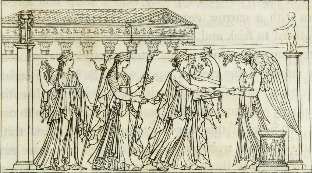 An illustration from A collection of vases, altars, paterae, tripods, candelabra sarcophagi, &c. from various museums and collections : engraved on 170 plates, 1814, leaf 184