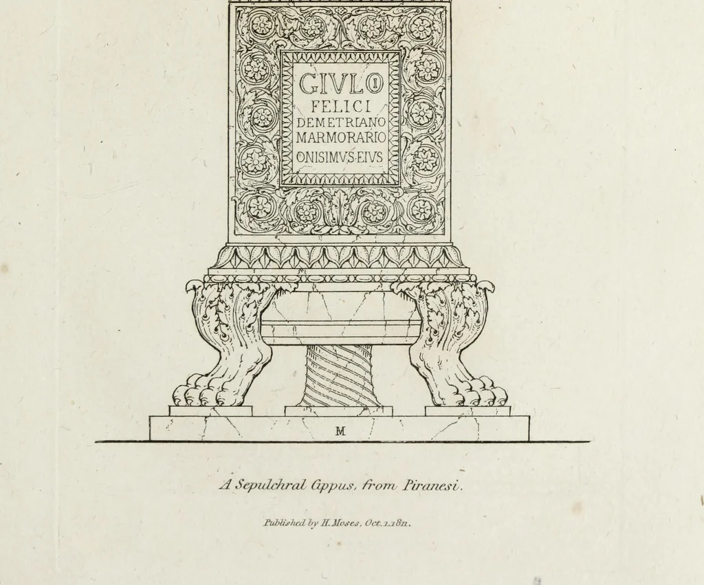 An illustration from A collection of vases, altars, paterae, tripods, candelabra sarcophagi, &c. from various museums and collections : engraved on 170 plates, 1814, leaf 260