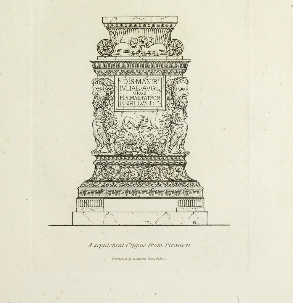 An illustration from A collection of vases, altars, paterae, tripods, candelabra sarcophagi, &c. from various museums and collections : engraved on 170 plates, 1814, leaf 262