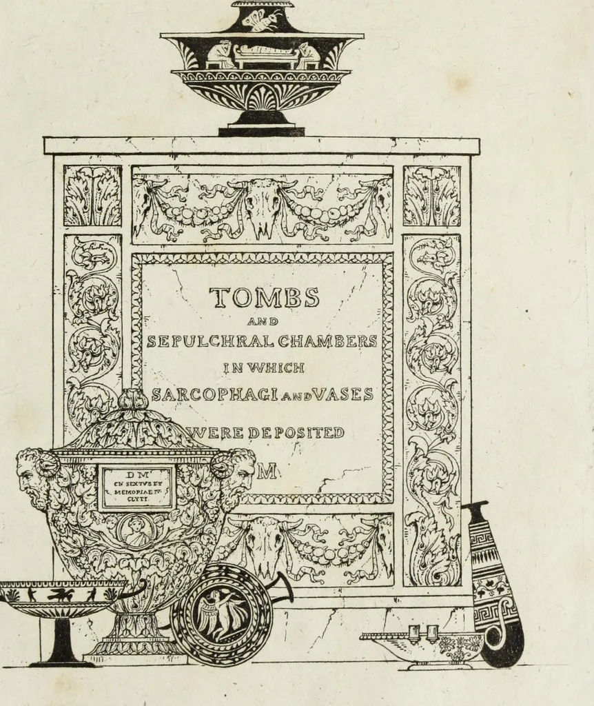 An illustration from A collection of vases, altars, paterae, tripods, candelabra sarcophagi, &c. from various museums and collections : engraved on 170 plates, 1814, leaf 282