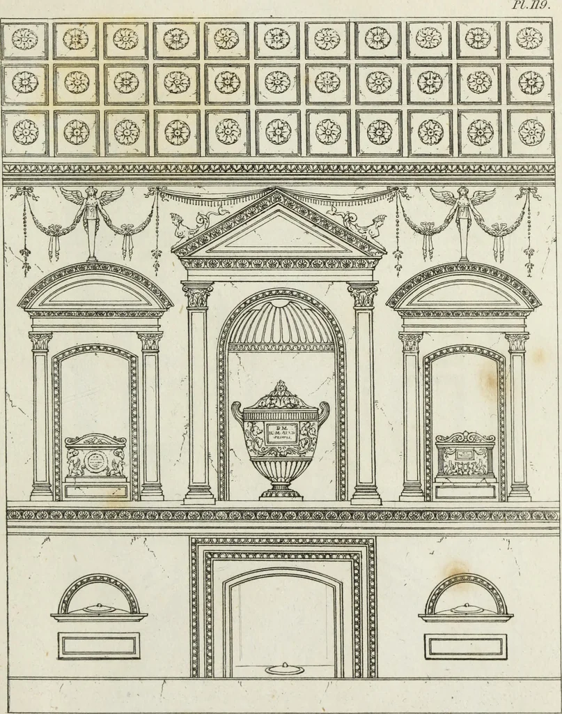 An illustration from A collection of vases, altars, paterae, tripods, candelabra sarcophagi, &c. from various museums and collections : engraved on 170 plates, 1814, leaf 316