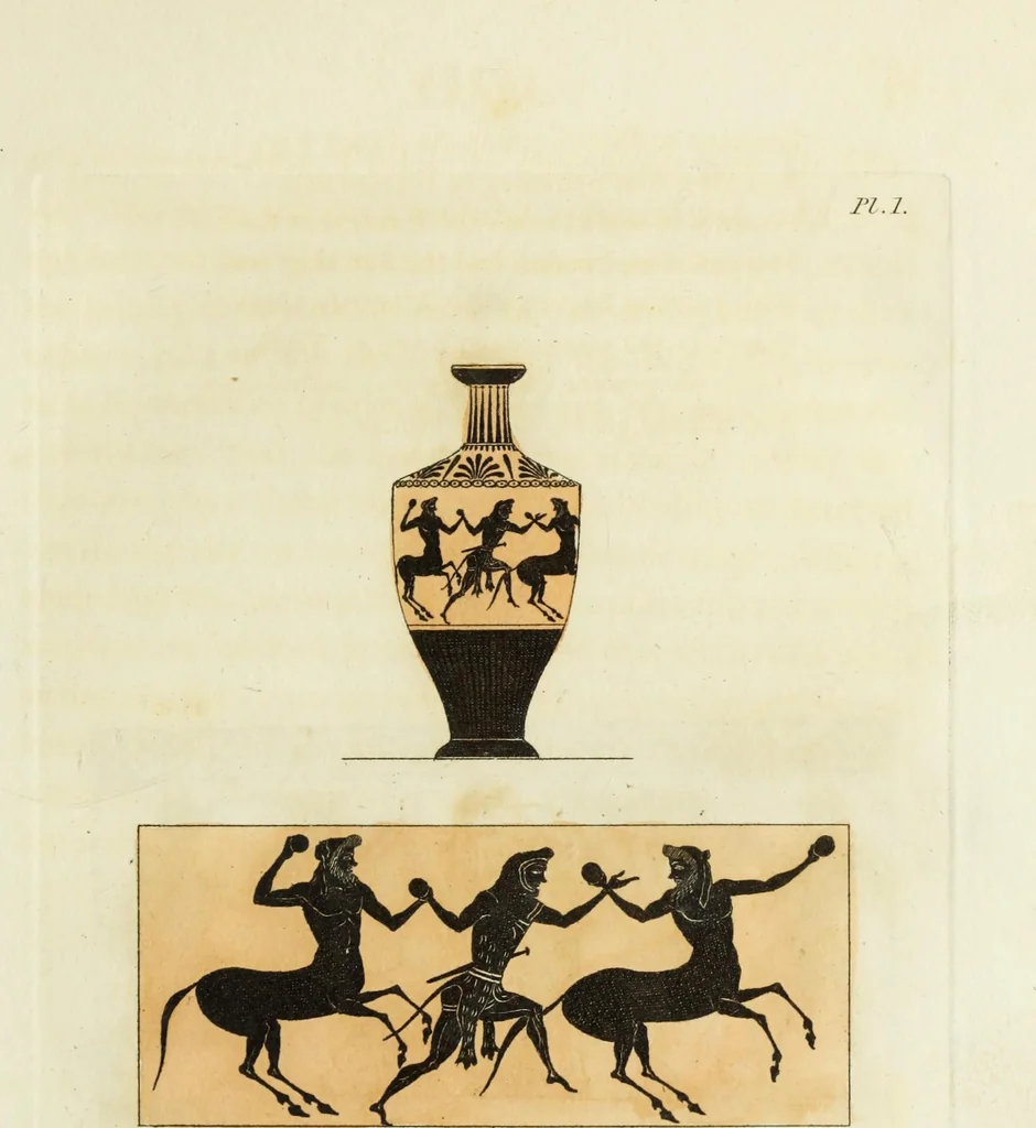 An illustration from A collection of vases, altars, paterae, tripods, candelabra sarcophagi, &c. from various museums and collections : engraved on 170 plates, 1814, leaf 32
