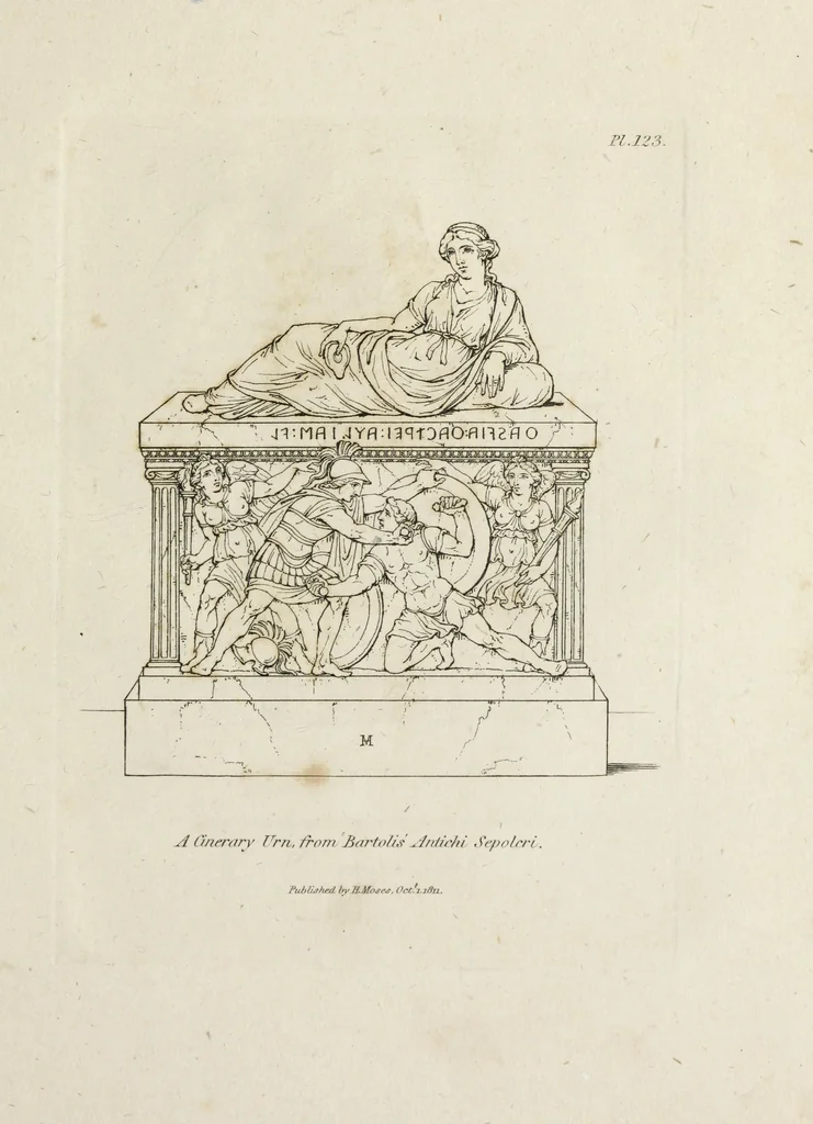 An illustration from A collection of vases, altars, paterae, tripods, candelabra sarcophagi, &c. from various museums and collections : engraved on 170 plates, 1814, leaf 324