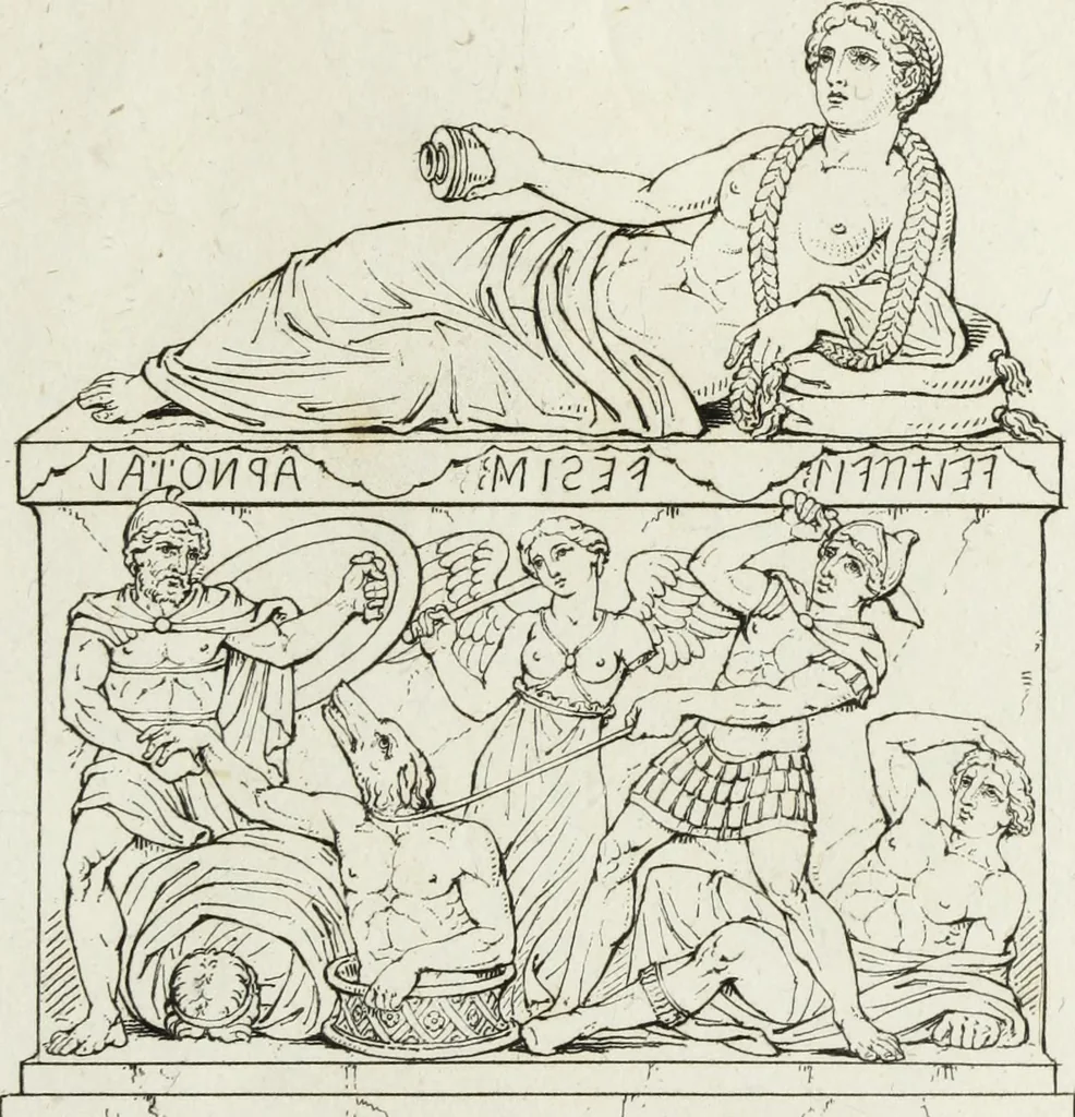 An illustration from A collection of vases, altars, paterae, tripods, candelabra sarcophagi, &c. from various museums and collections : engraved on 170 plates, 1814, leaf 328