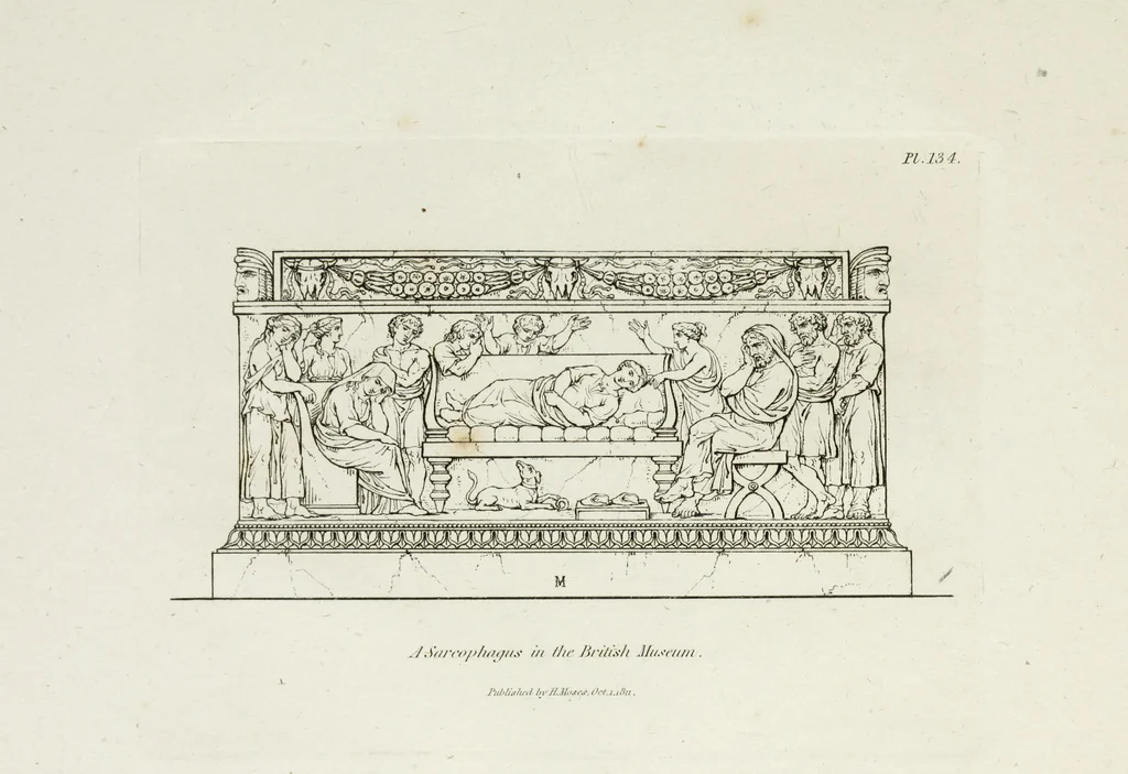 An illustration from A collection of vases, altars, paterae, tripods, candelabra sarcophagi, &c. from various museums and collections : engraved on 170 plates, 1814, leaf 346