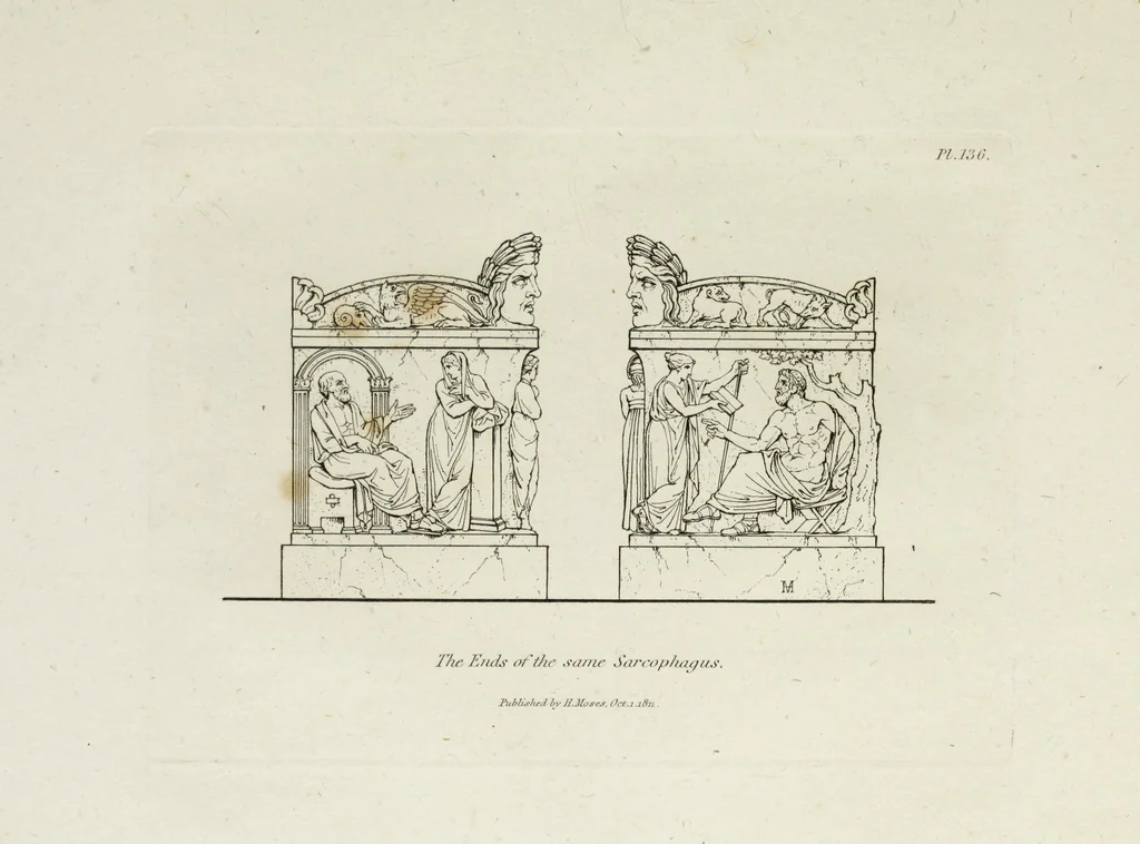 An illustration from A collection of vases, altars, paterae, tripods, candelabra sarcophagi, &c. from various museums and collections : engraved on 170 plates, 1814, leaf 350
