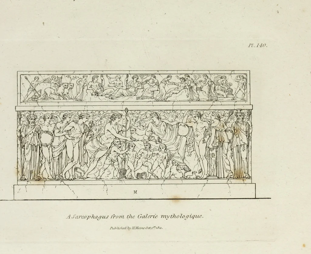 An illustration from A collection of vases, altars, paterae, tripods, candelabra sarcophagi, &c. from various museums and collections : engraved on 170 plates, 1814, leaf 358