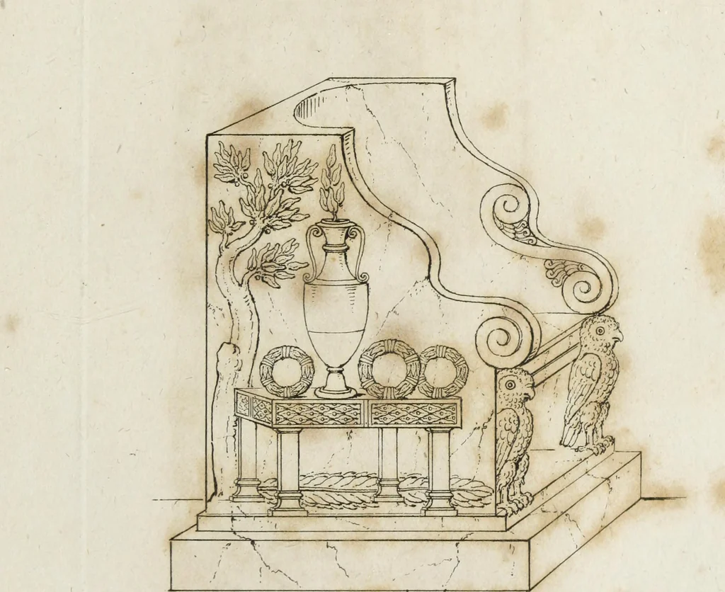 An illustration from A collection of vases, altars, paterae, tripods, candelabra sarcophagi, &c. from various museums and collections : engraved on 170 plates, 1814, leaf 372