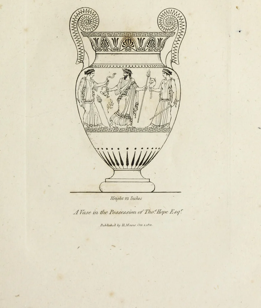 An illustration from A collection of vases, altars, paterae, tripods, candelabra sarcophagi, &c. from various museums and collections : engraved on 170 plates, 1814, leaf 62