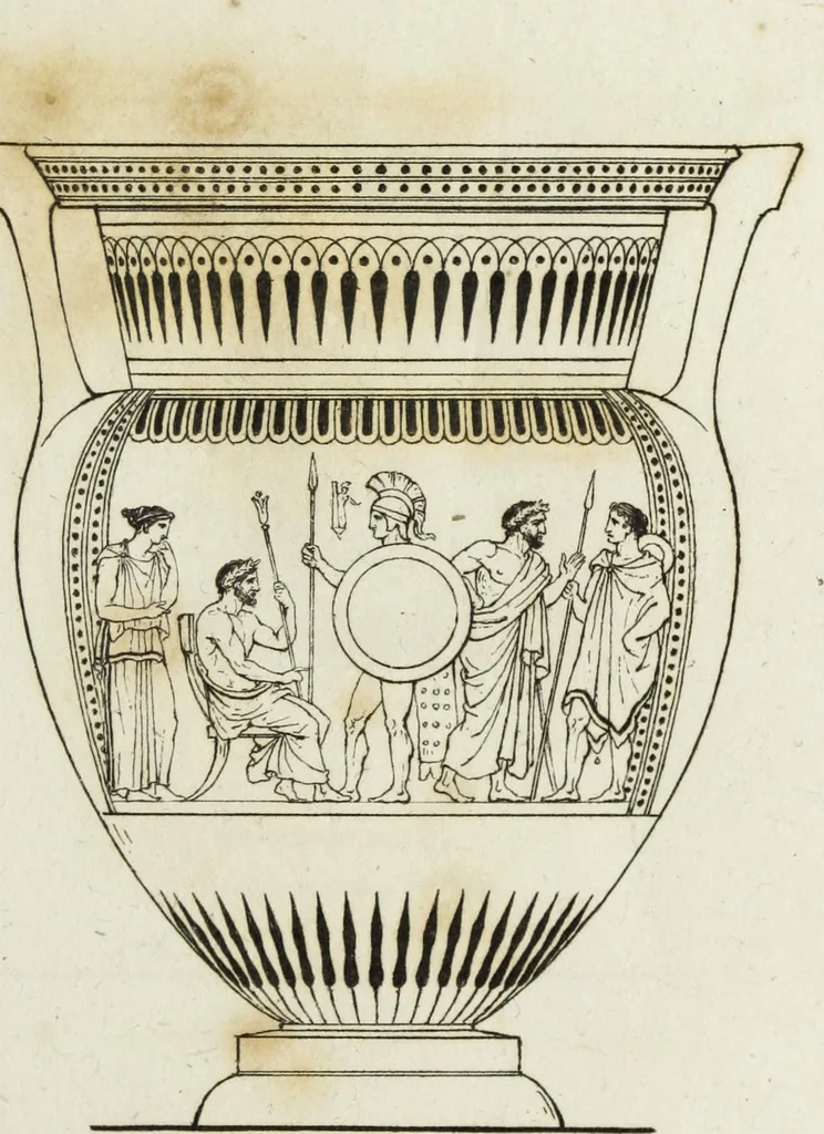 An illustration from A collection of vases, altars, paterae, tripods, candelabra sarcophagi, &c. from various museums and collections : engraved on 170 plates, 1814, leaf 68