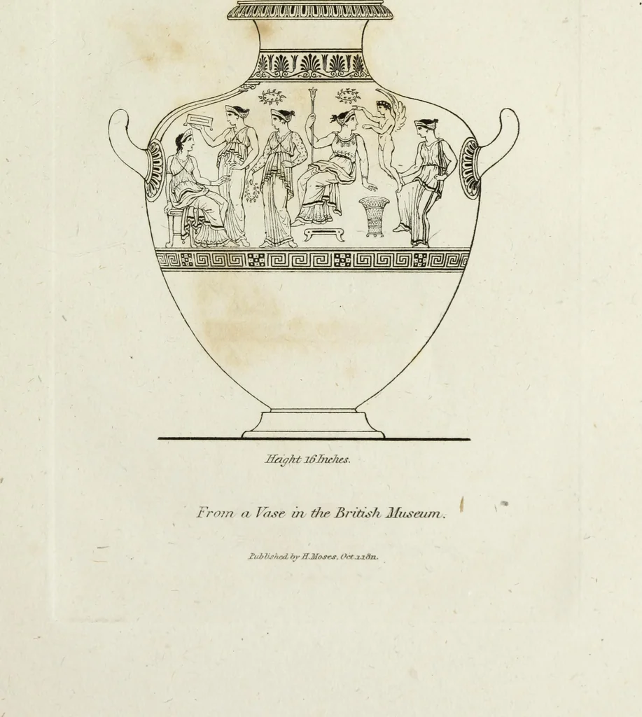 An illustration from A collection of vases, altars, paterae, tripods, candelabra sarcophagi, &c. from various museums and collections : engraved on 170 plates, 1814, leaf 72