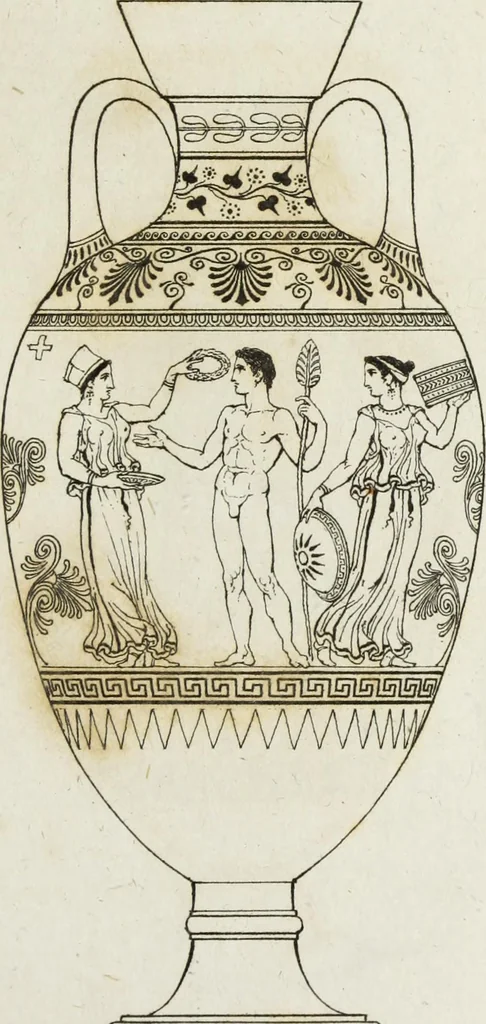 An illustration from A collection of vases, altars, paterae, tripods, candelabra sarcophagi, &c. from various museums and collections : engraved on 170 plates, 1814, leaf 74