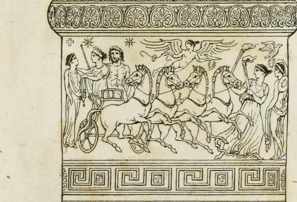 An illustration from A collection of vases, altars, paterae, tripods, candelabra sarcophagi, &c. from various museums and collections : engraved on 170 plates, 1814, leaf 78