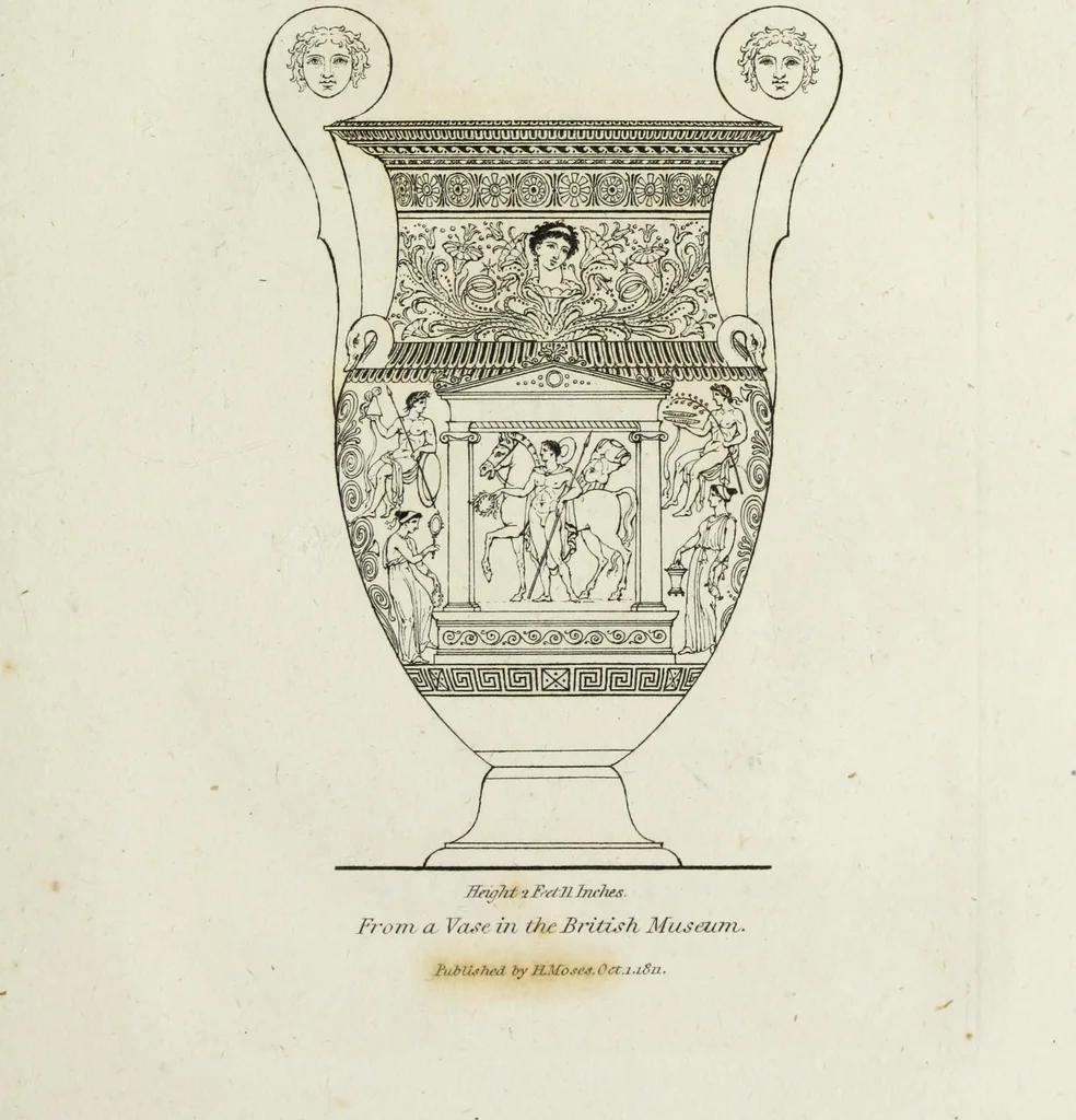An illustration from A collection of vases, altars, paterae, tripods, candelabra sarcophagi, &c. from various museums and collections : engraved on 170 plates, 1814, leaf 84