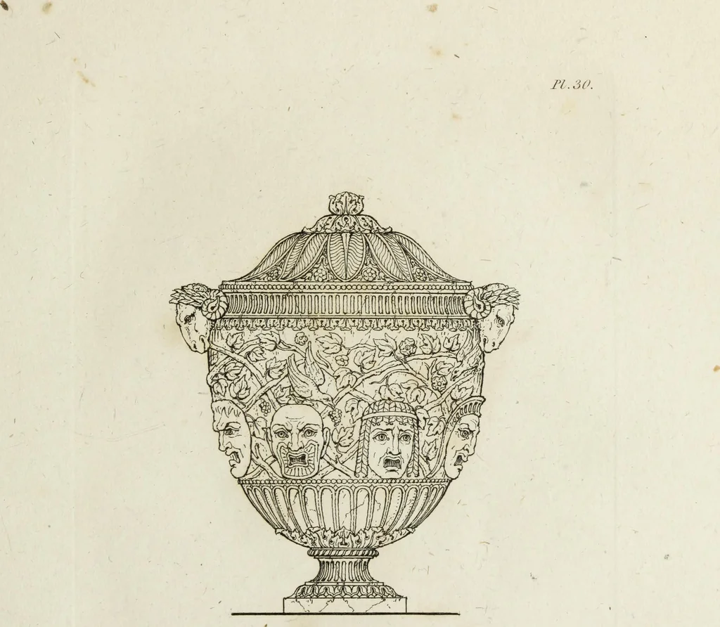 An illustration from A collection of vases, altars, paterae, tripods, candelabra sarcophagi, &c. from various museums and collections : engraved on 170 plates, 1814, leaf 90