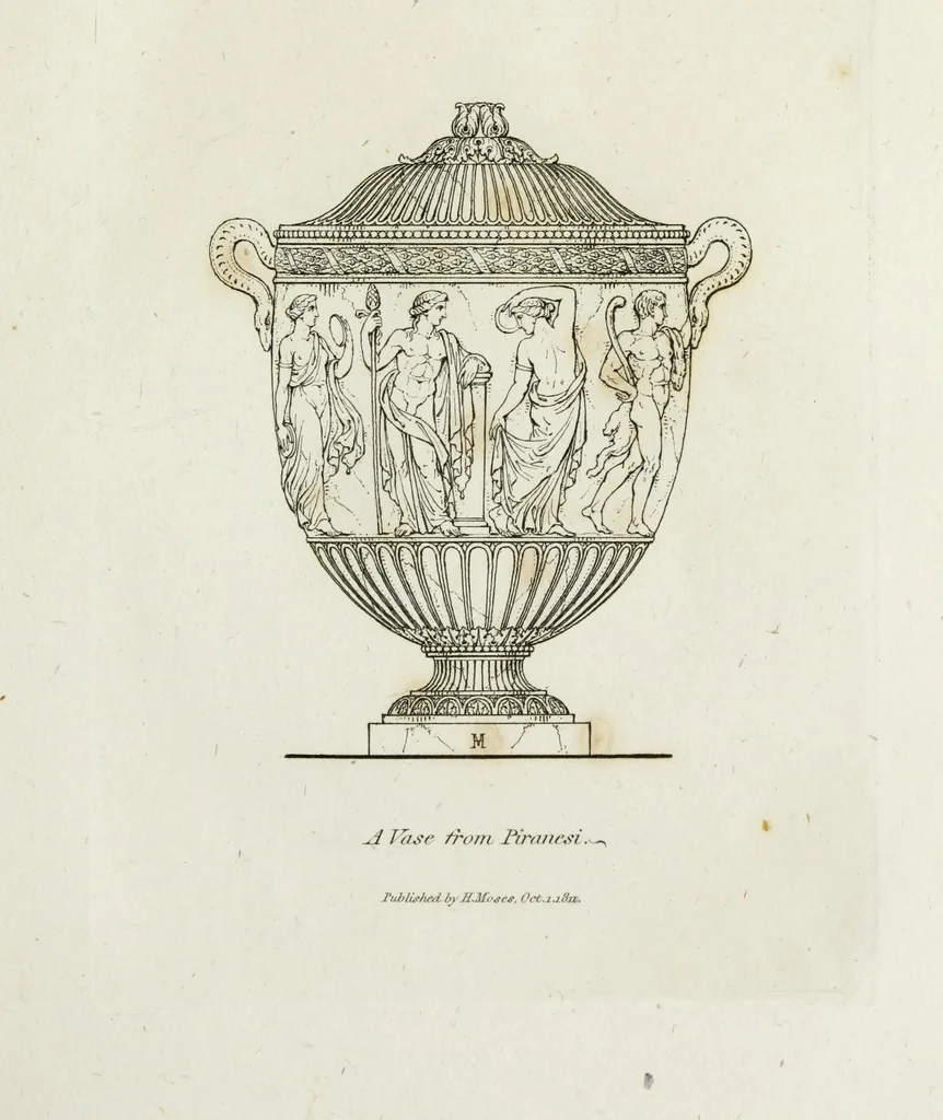 An illustration from A collection of vases, altars, paterae, tripods, candelabra sarcophagi, &c. from various museums and collections : engraved on 170 plates, 1814, leaf 92