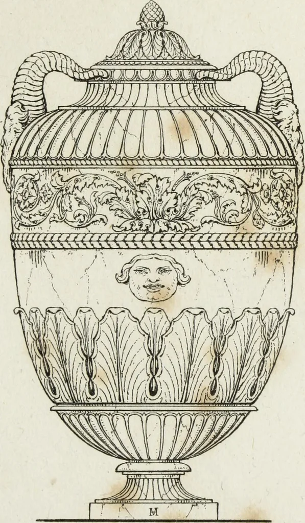 An illustration from A collection of vases, altars, paterae, tripods, candelabra sarcophagi, &c. from various museums and collections : engraved on 170 plates, 1814, leaf 96