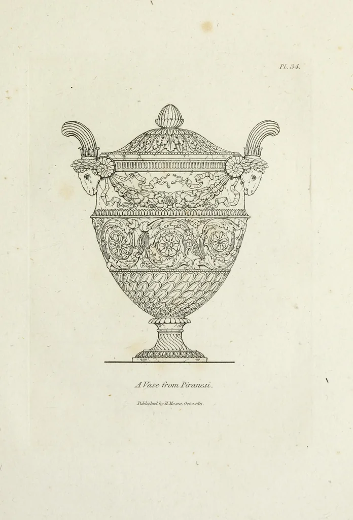 An illustration from A collection of vases, altars, paterae, tripods, candelabra sarcophagi, &c. from various museums and collections : engraved on 170 plates, 1814, leaf 98