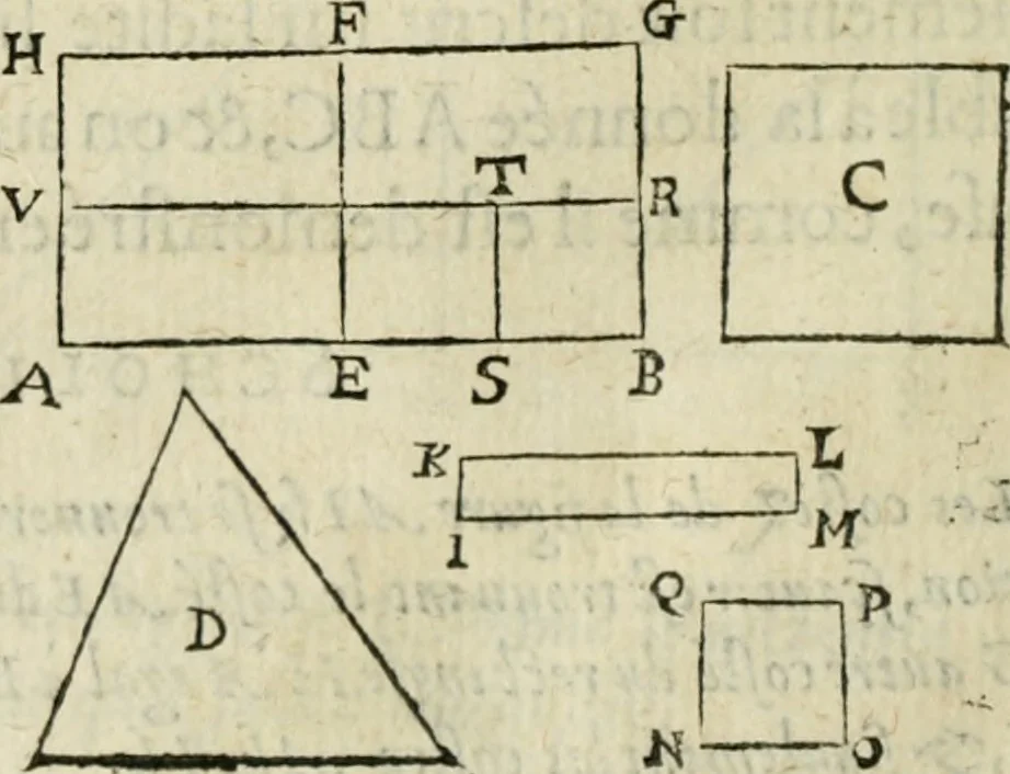 An illustration from Collection ov recveil de divers traictez mathematiqves. A sçauoir; d'arithmetiqve, d'algebre, de la solution de diuers problemes & questions, tant geometriques, qu'astronomiques. Comme aussi de plusieurs moyens pour mesurer toutes sortes de quantitez, soient lignes, superficies & corps. Item, de la sphere du monde, auec l'vsage & pratique tant de l'astrolabe, du quarré geometrique, & des globes, que du compas de proportion: et encore de la construction des fortifications practiquées aux Pays Bas, 1621, leaf 327
