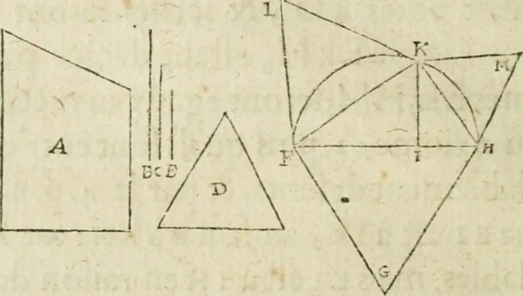 An illustration from Collection ov recveil de divers traictez mathematiqves. A sçauoir; d'arithmetiqve, d'algebre, de la solution de diuers problemes & questions, tant geometriques, qu'astronomiques. Comme aussi de plusieurs moyens pour mesurer toutes sortes de quantitez, soient lignes, superficies & corps. Item, de la sphere du monde, auec l'vsage & pratique tant de l'astrolabe, du quarré geometrique, & des globes, que du compas de proportion: et encore de la construction des fortifications practiquées aux Pays Bas, 1621, leaf 349