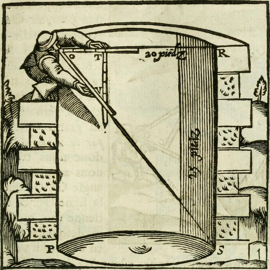 An illustration from Collection ov recveil de divers traictez mathematiqves. A sçauoir; d'arithmetiqve, d'algebre, de la solution de diuers problemes & questions, tant geometriques, qu'astronomiques. Comme aussi de plusieurs moyens pour mesurer toutes sortes de quantitez, soient lignes, superficies & corps. Item, de la sphere du monde, auec l'vsage & pratique tant de l'astrolabe, du quarré geometrique, & des globes, que du compas de proportion: et encore de la construction des fortifications practiquées aux Pays Bas, 1621, leaf 392
