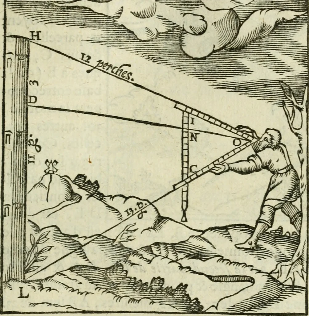 An illustration from Collection ov recveil de divers traictez mathematiqves. A sçauoir; d'arithmetiqve, d'algebre, de la solution de diuers problemes & questions, tant geometriques, qu'astronomiques. Comme aussi de plusieurs moyens pour mesurer toutes sortes de quantitez, soient lignes, superficies & corps. Item, de la sphere du monde, auec l'vsage & pratique tant de l'astrolabe, du quarré geometrique, & des globes, que du compas de proportion: et encore de la construction des fortifications practiquées aux Pays Bas, 1621, leaf 394