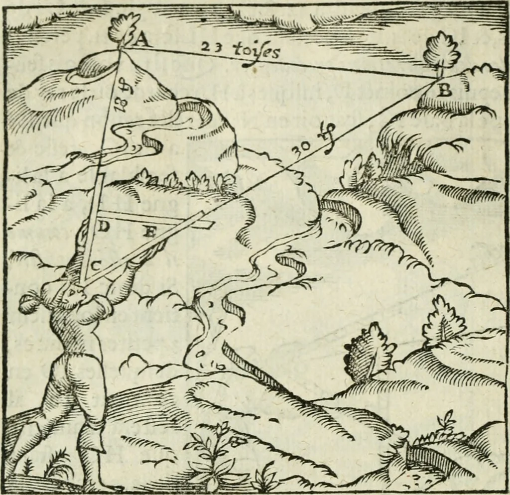 An illustration from Collection ov recveil de divers traictez mathematiqves. A sçauoir; d'arithmetiqve, d'algebre, de la solution de diuers problemes & questions, tant geometriques, qu'astronomiques. Comme aussi de plusieurs moyens pour mesurer toutes sortes de quantitez, soient lignes, superficies & corps. Item, de la sphere du monde, auec l'vsage & pratique tant de l'astrolabe, du quarré geometrique, & des globes, que du compas de proportion: et encore de la construction des fortifications practiquées aux Pays Bas, 1621, leaf 395