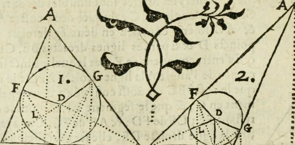 An illustration from Collection ov recveil de divers traictez mathematiqves. A sçauoir; d'arithmetiqve, d'algebre, de la solution de diuers problemes & questions, tant geometriques, qu'astronomiques. Comme aussi de plusieurs moyens pour mesurer toutes sortes de quantitez, soient lignes, superficies & corps. Item, de la sphere du monde, auec l'vsage & pratique tant de l'astrolabe, du quarré geometrique, & des globes, que du compas de proportion: et encore de la construction des fortifications practiquées aux Pays Bas, 1621, leaf 457