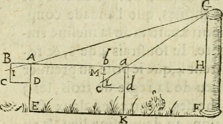 An illustration from Collection ov recveil de divers traictez mathematiqves. A sçauoir; d'arithmetiqve, d'algebre, de la solution de diuers problemes & questions, tant geometriques, qu'astronomiques. Comme aussi de plusieurs moyens pour mesurer toutes sortes de quantitez, soient lignes, superficies & corps. Item, de la sphere du monde, auec l'vsage & pratique tant de l'astrolabe, du quarré geometrique, & des globes, que du compas de proportion: et encore de la construction des fortifications practiquées aux Pays Bas, 1621, leaf 882